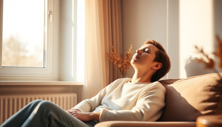 calm lifestyle photography, a person sitting comfortably in a peaceful setting, eyes closed, gentle sunlight streaming t