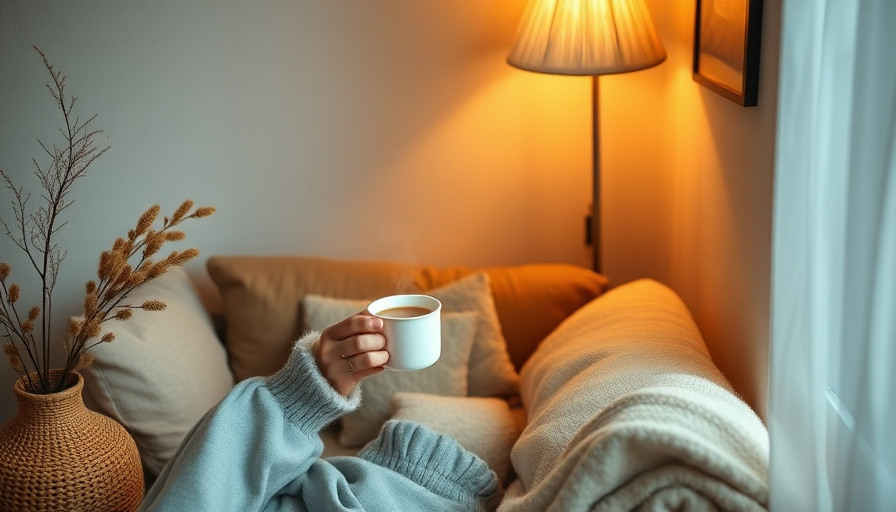 calm lifestyle photography, a person sitting in a cozy corner with a cup of tea, soft warm lighting, serene mood.