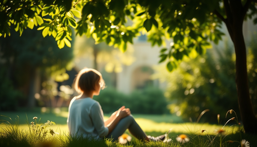calm lifestyle photography, a person sitting in a peaceful garden, sunlight filtering through leaves, soft focus, serene