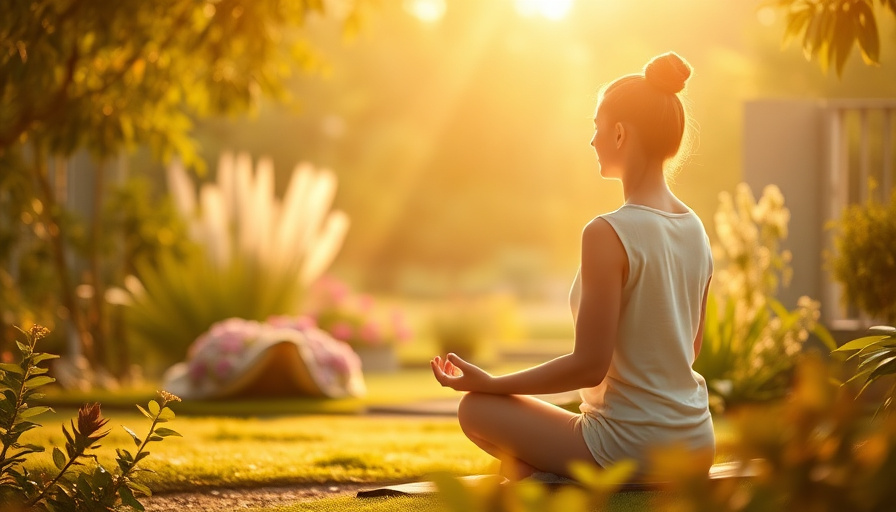 Fotografía de estilo de vida tranquilo: una persona meditando en un jardín apacible, iluminación cálida y suave, ambiente sereno. Sin texto ni logotipos.