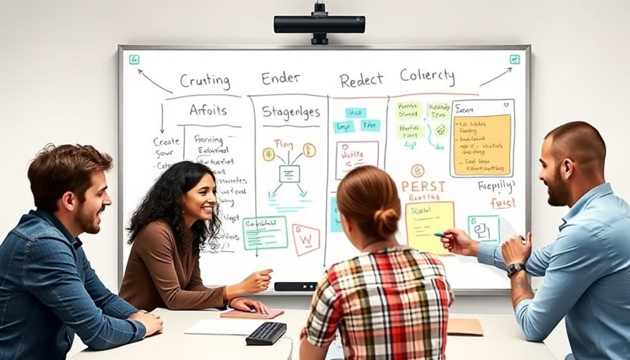 Un equipo diverso colabora de forma remota en una pizarra digital, utilizando diversas herramientas y funciones, concentrado y comprometido.