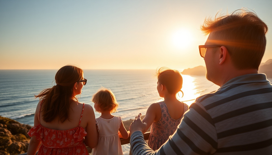 cinematic travel photography, family enjoying a sunny day at Jeju Island, ocean view, golden hour, vibrant colors.