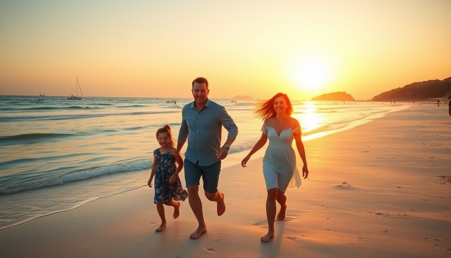 cinematic travel photography, a family happily walking on a beautiful beach in Phu Quoc, Vietnam, golden hour, vibrant c