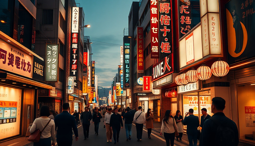 cinematic travel photography, bustling Shinjuku street at night, neon lights, people walking, golden hour.