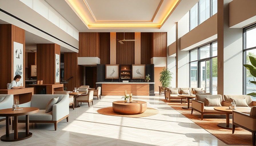 cinematic travel photography, a modern hotel lobby in Phu Quoc, stylish design, comfortable seating, bright and airy, we