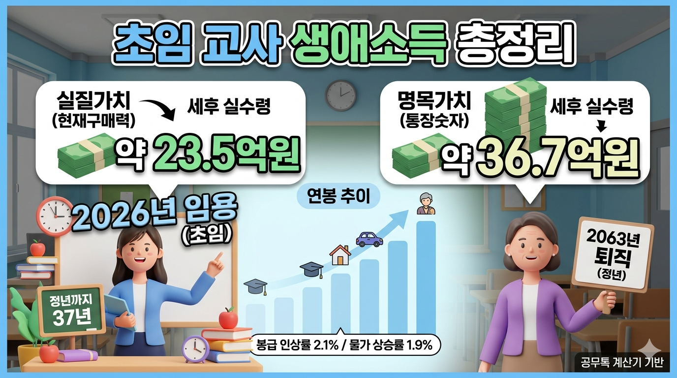 초임 교사의 생애소득은 얼마일까? (2026년 임용 기준)