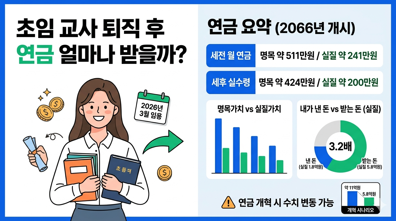 초임 교사는 40년 뒤 연금을 얼마나 받을까?