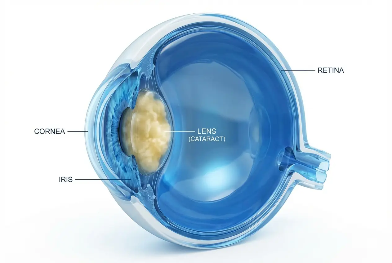 Fethiye katarakt ameliyatı ve göz içi lens tedavisi illüstrasyonu