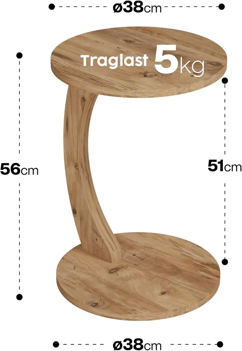 Beistelltisch C Form mit Rollen