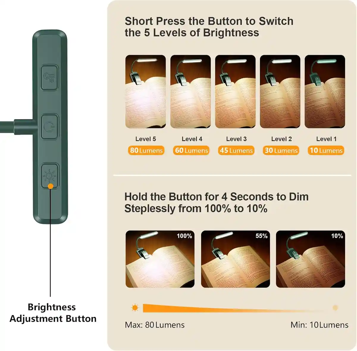 Gritin Leselampe mit Buchklemme