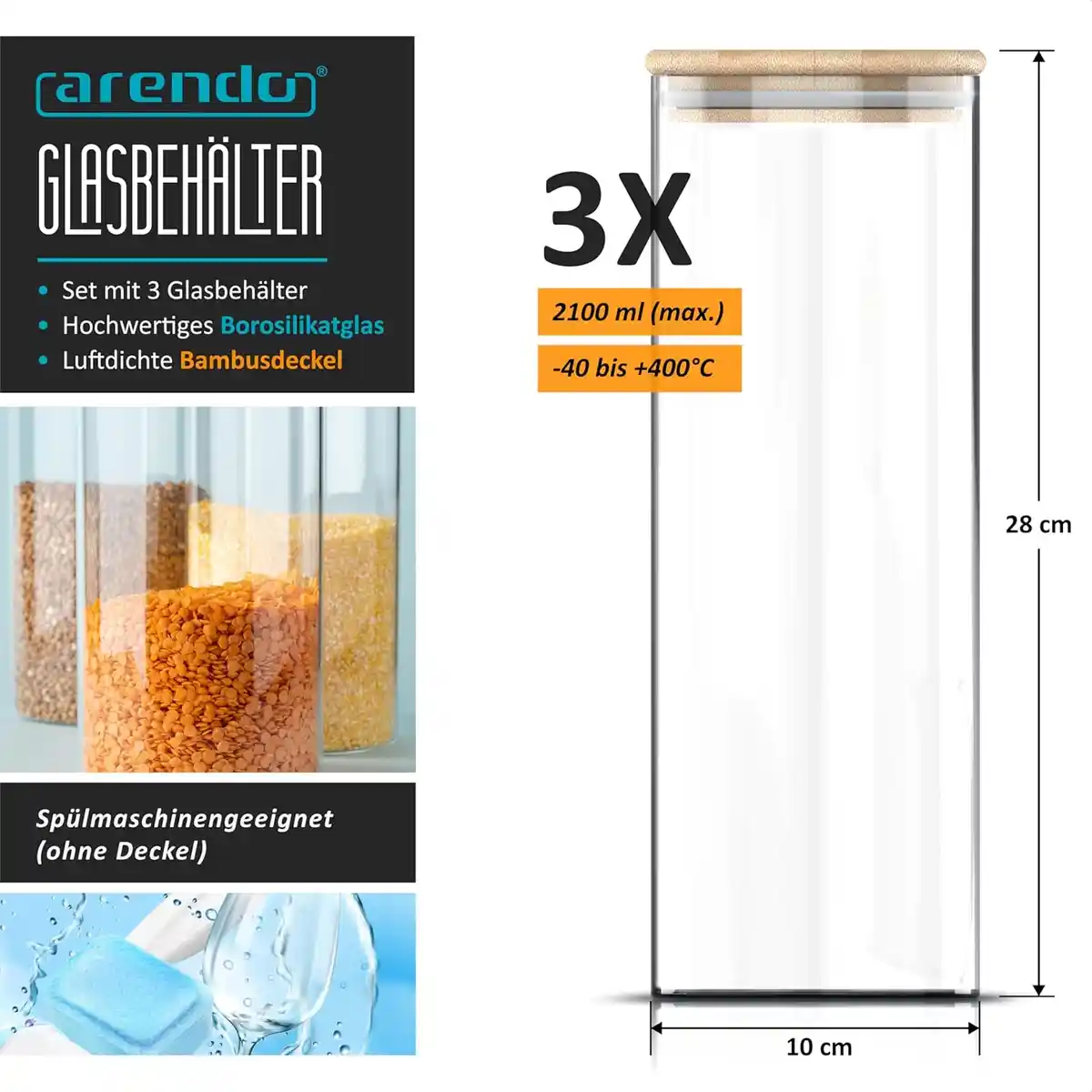 Hochwertige Vorratsgläser mit Bambusdeckel