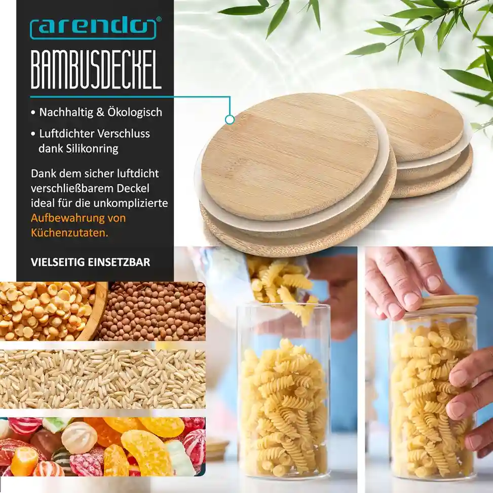 Hochwertige Vorratsgläser mit Bambusdeckel
