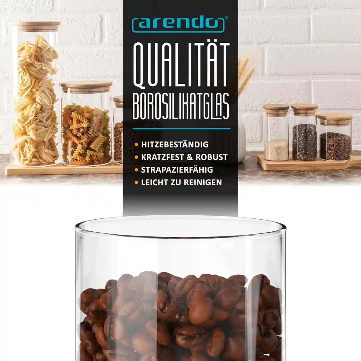 Hochwertige Vorratsgläser mit Bambusdeckel