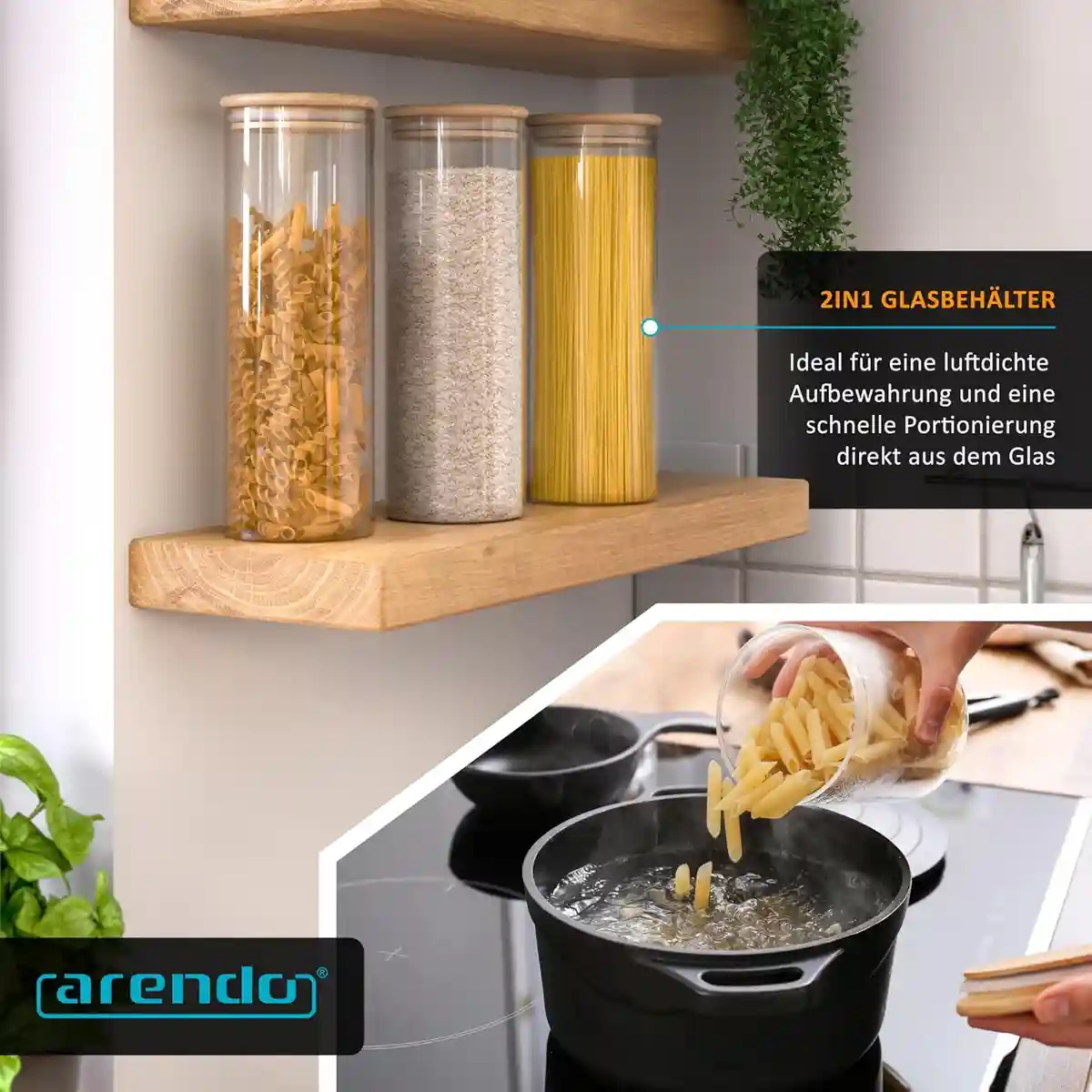 Hochwertige Vorratsgläser mit Bambusdeckel