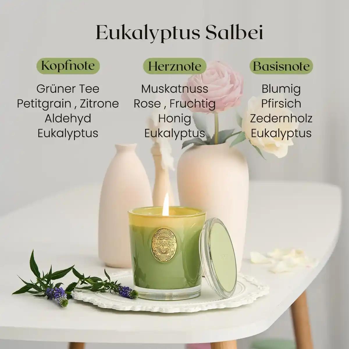 M&SENSE Eukalyptus Salbei Duftkerze im Glas