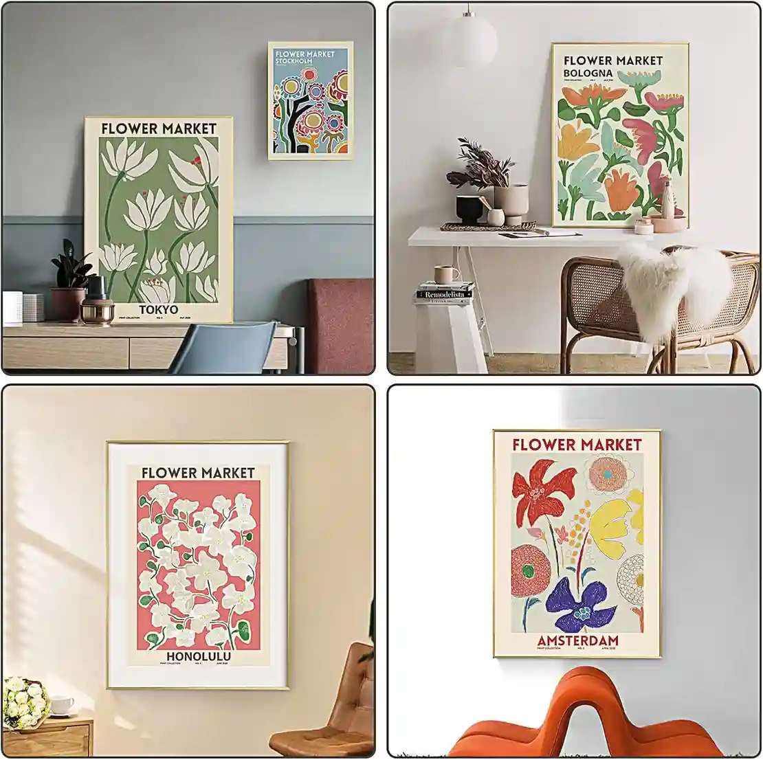 Stilvolles Blumen Bilder Set