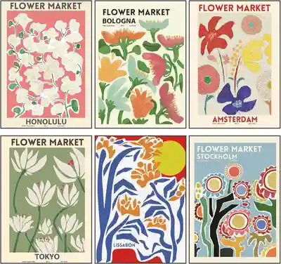 Stilvolles Blumen Bilder Set