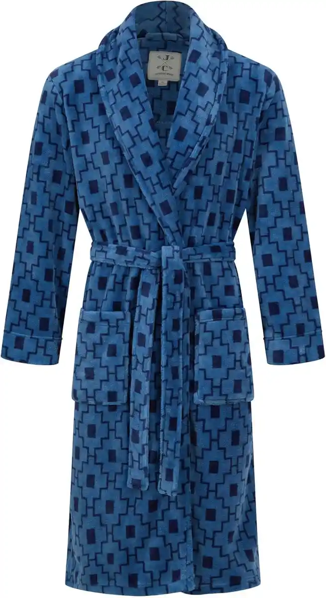 Supeweicher Fleece-Morgenmantel mit geometrischem Muster