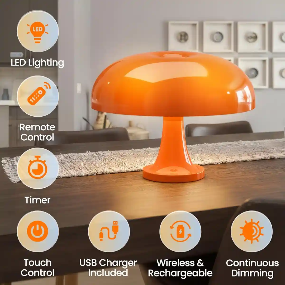 Vintage Pilz Nachttischlampe