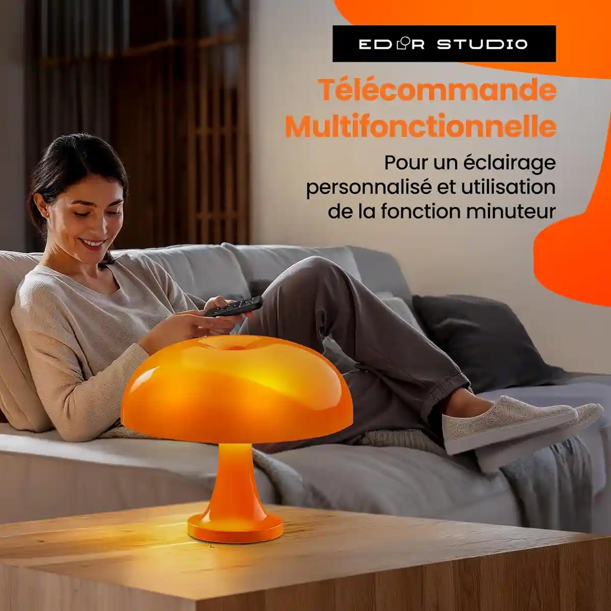 Vintage Pilz Nachttischlampe