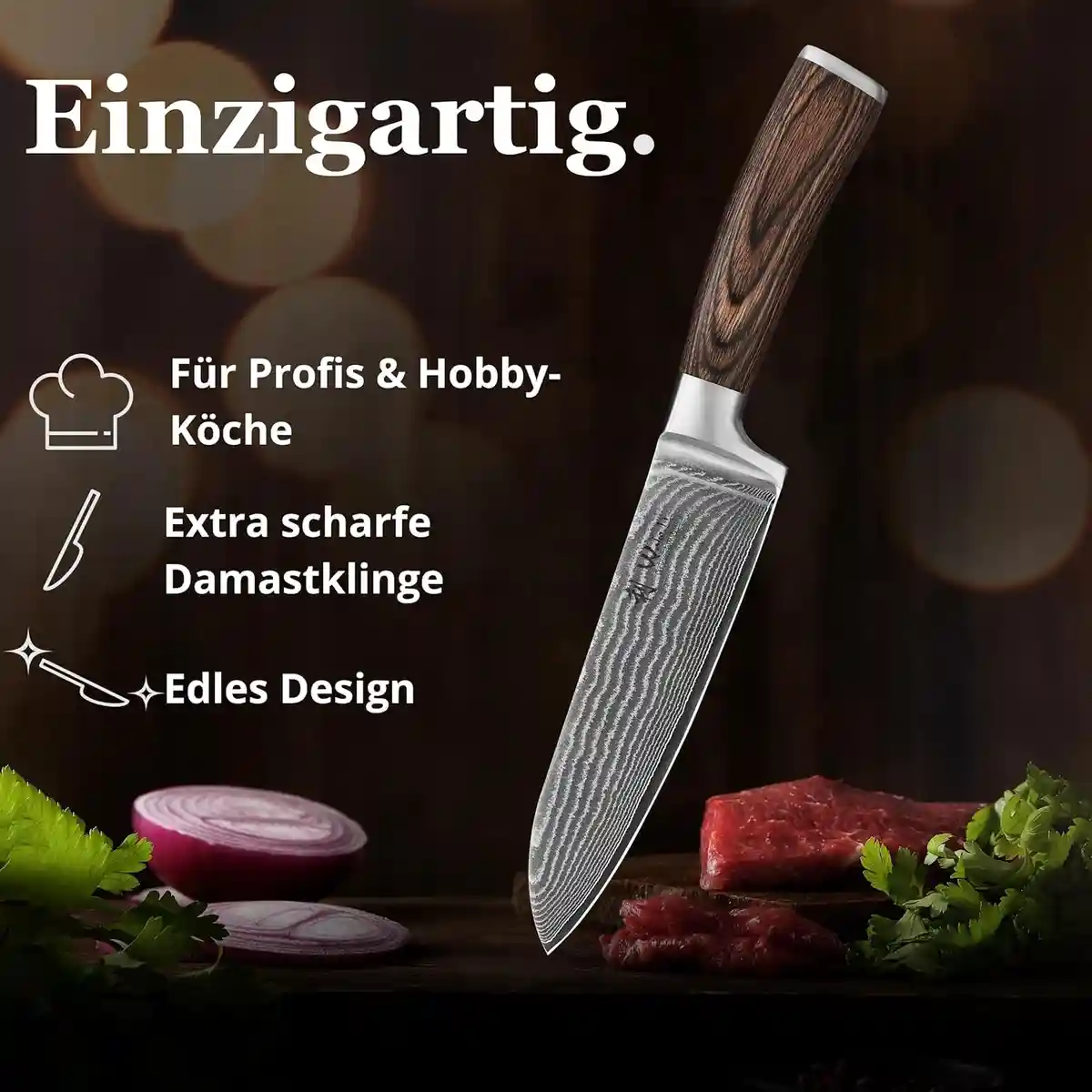 Wakoli Santoku Damastmesser