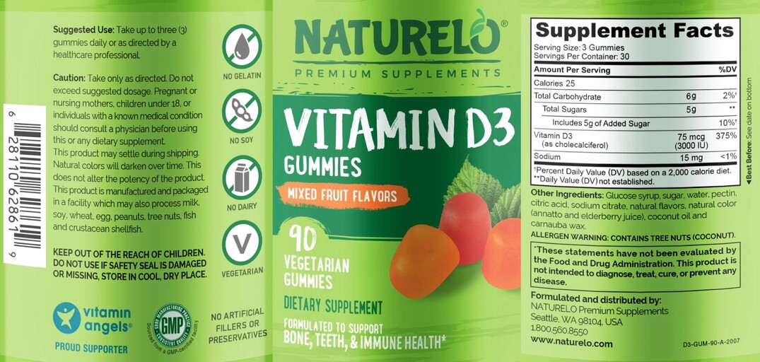 Vitamin D3 Gummies Mixed Fruit Flavors