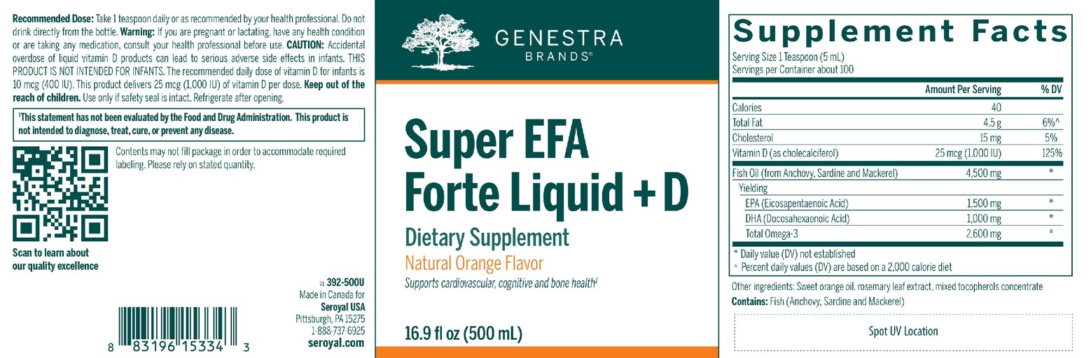 Super EFA Forte Liquid + D Natural Orange Flavor