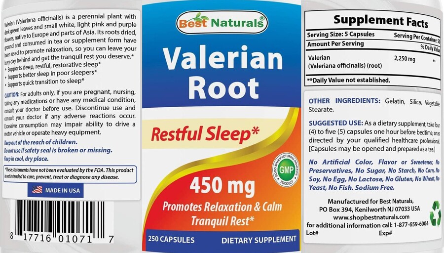 Best Naturals Valerian Root 450 mg