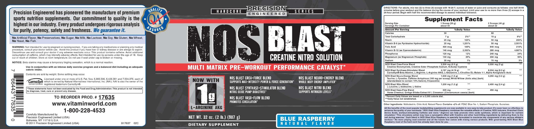 NOS Blast Creatine Nitro Solution Blue Raspberry