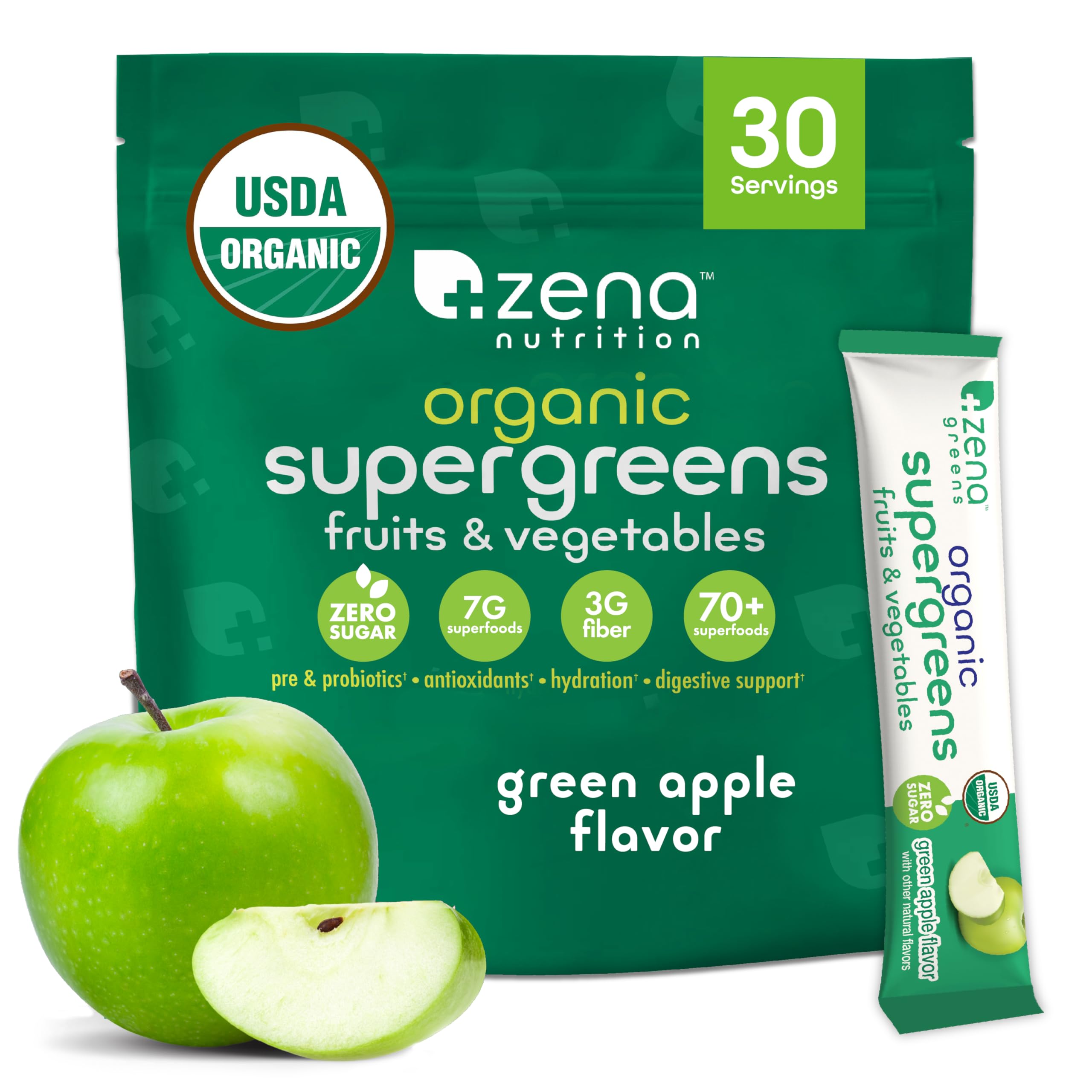 Organic Supergreens Fruits & Vegetables Sticks (Green Apple