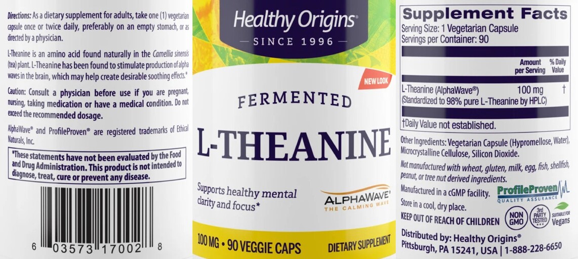 Healthy Origins L-Theanine 100 mg