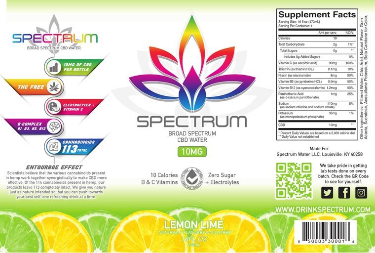 Broad Spectrum CBD Water 10 mg Lemon Lime
