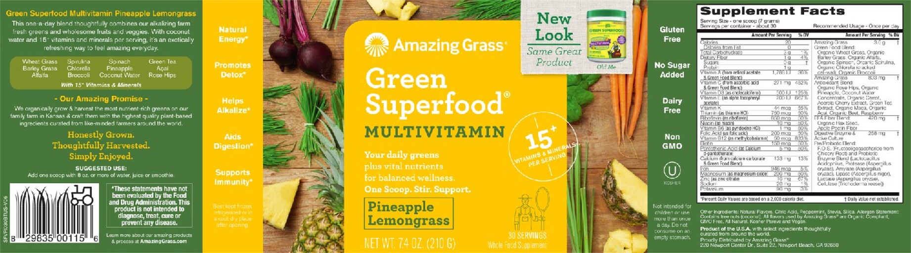 Green Superfood Multivitamin Pineapple Lemongrass