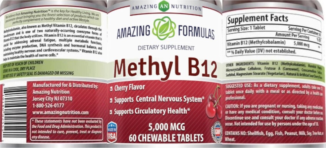 Amazing Nutrition Methyl B12 5,000 mcg Cherry Flavor