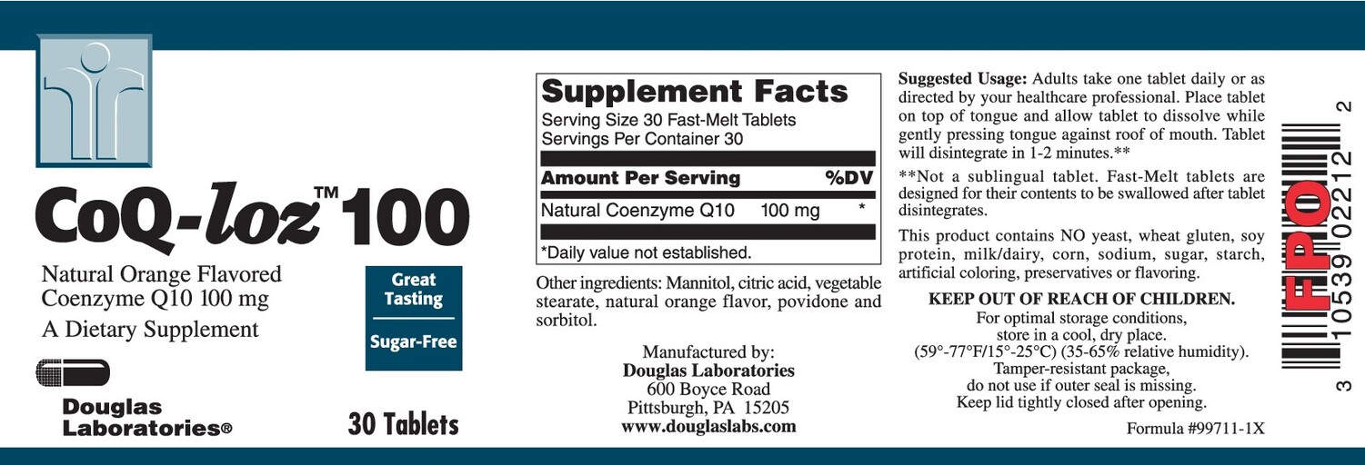 Douglas Laboratories CoQ-loz 100 Natural Orange Flavored Coenzyme Q10 100 mg