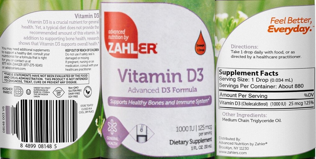 Zahler Vitamin D3 1000 IU 25 mcg