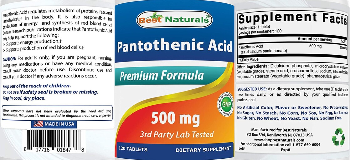 Pantothenic Acid 500 mg