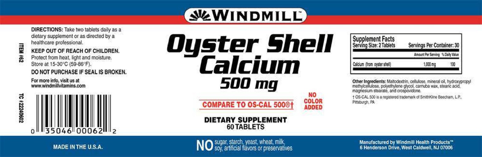 Oyster Shell Calcium 500 mg