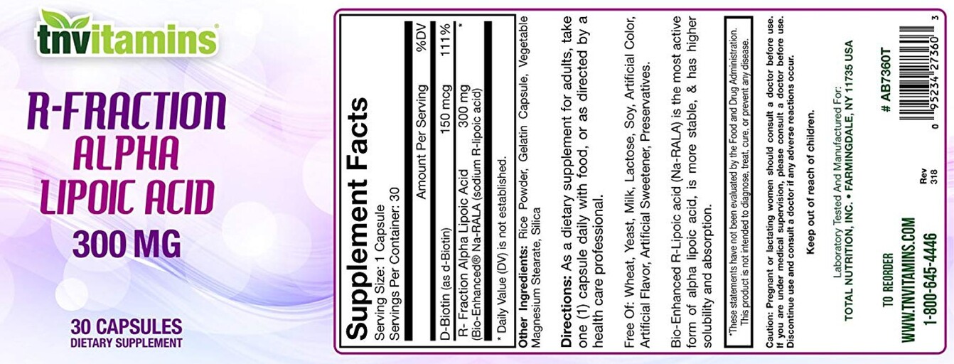 R-Fraction Alpha Lipoic Acid 300 mg