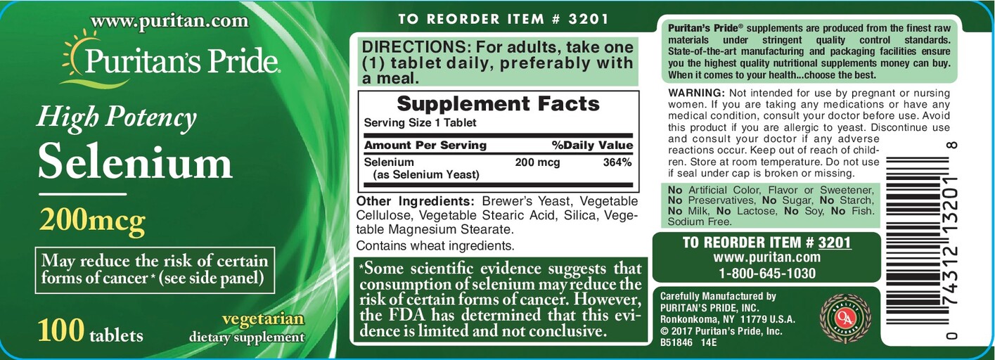 Puritan's Pride High Potency Selenium 200 mcg