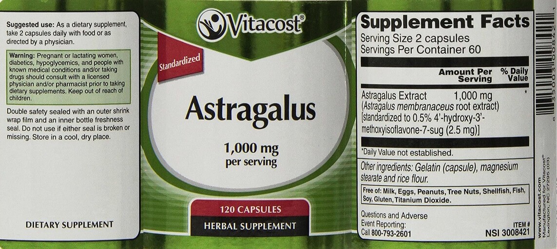 Astragalus 1,000 mg