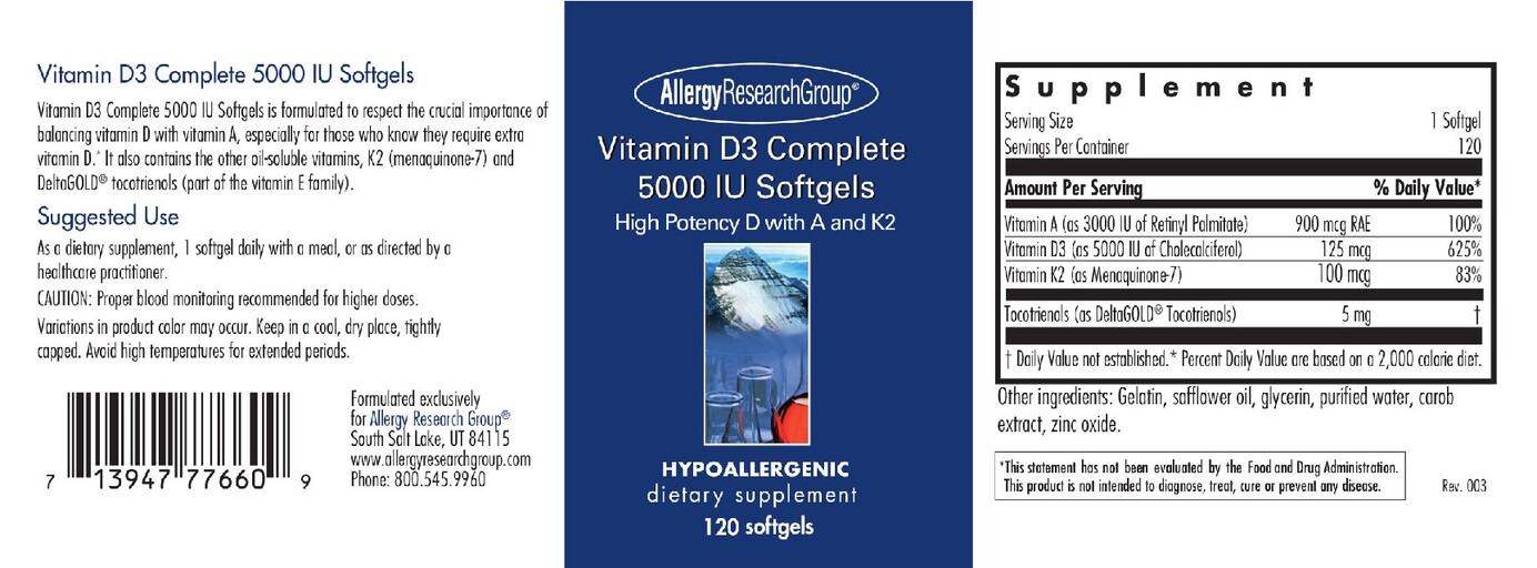 Vitamin D3 Complete 5000 IU Softgels