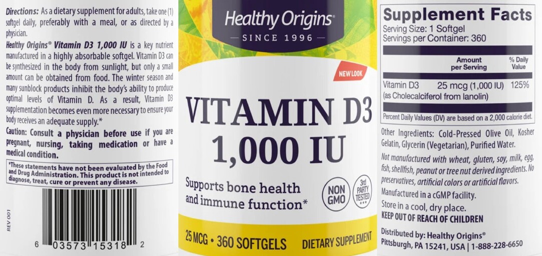 Vitamin D3 1,000 IU 25 mcg