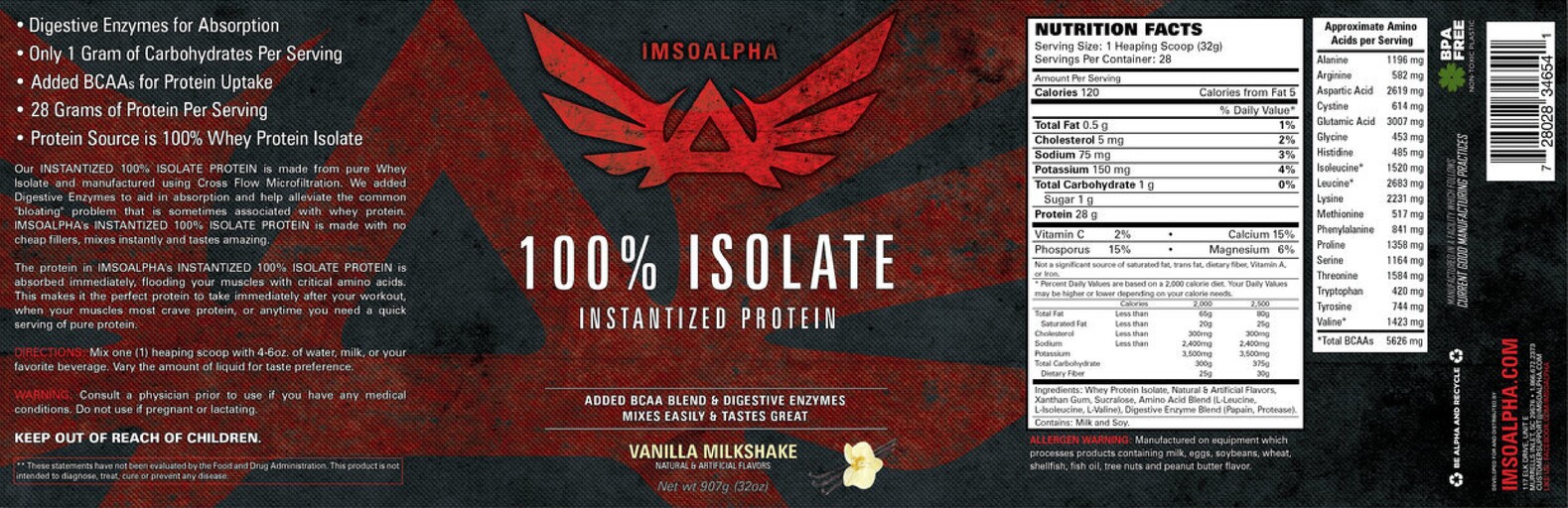 100% Isolate Vanilla Milkshake