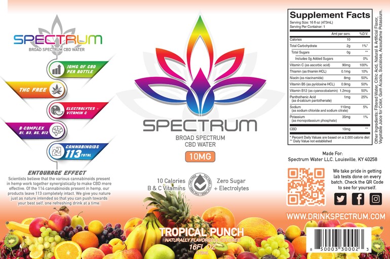 Broad Spectrum CBD Water 10 mg Tropical Punch