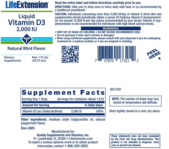 Liquid Vitamin D3 2,000 IU Natural Mint Flavor