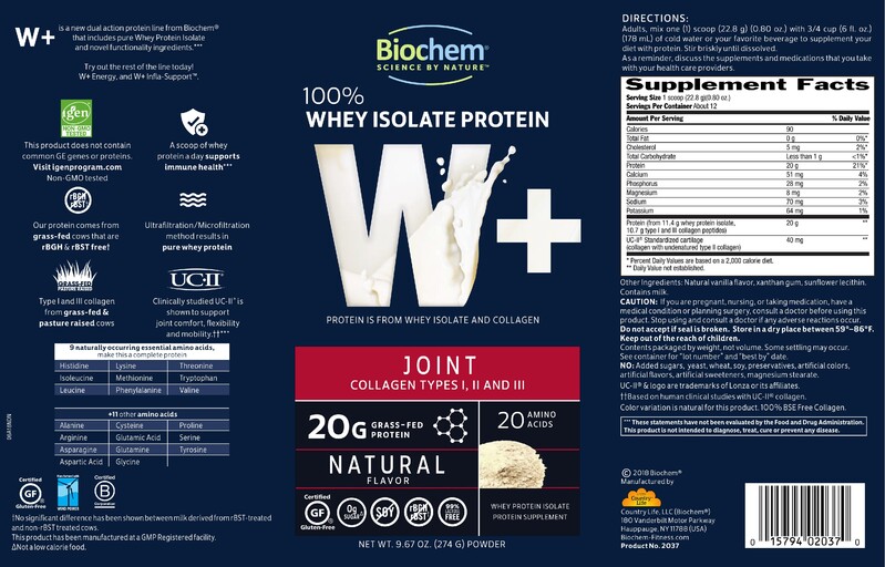 W+ 100% Whey Isolate Protein Joint Natural Flavor