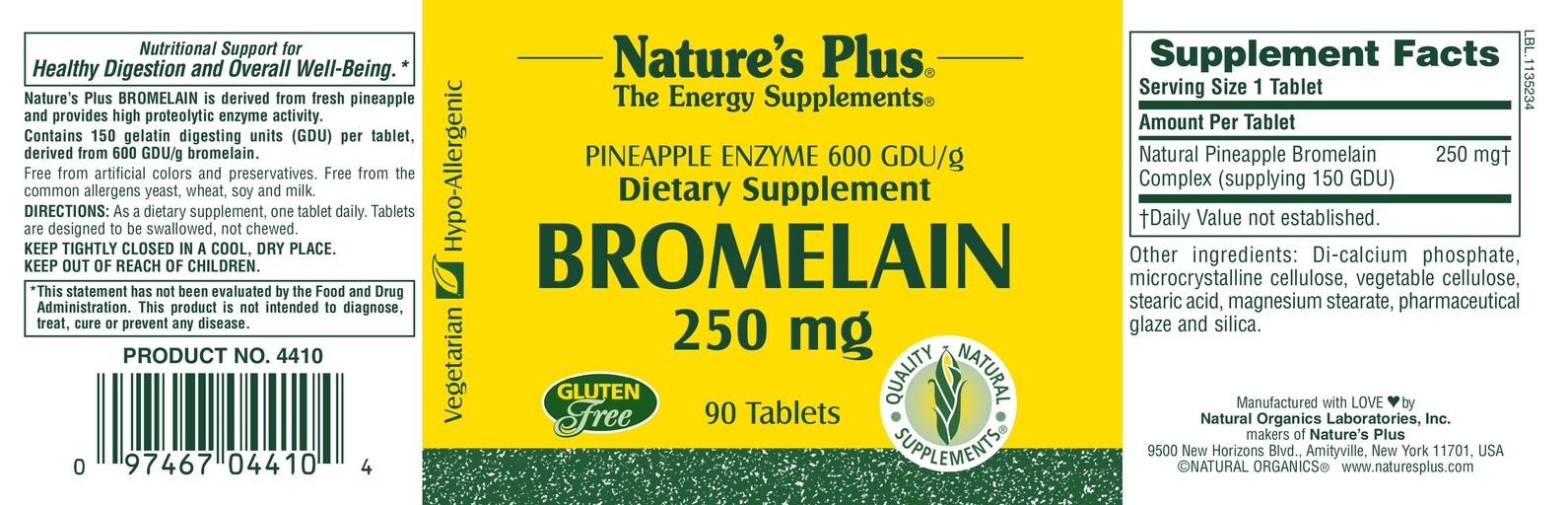 Nature's Plus Bromelain 250 mg