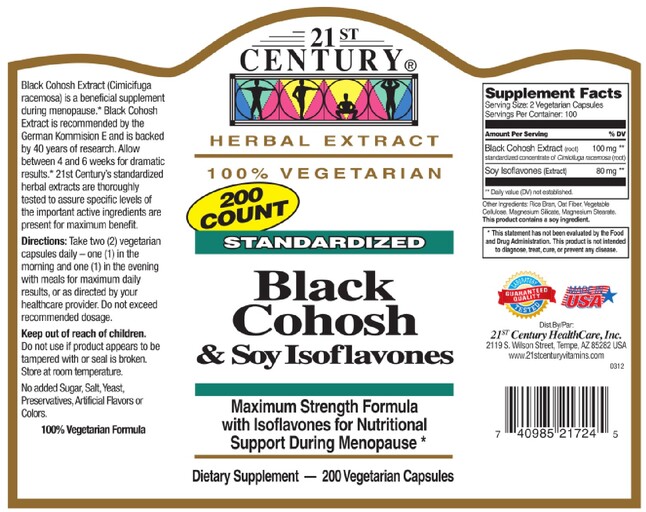 Standardized Black Cohosh Soy Isoflavones Vegetarian