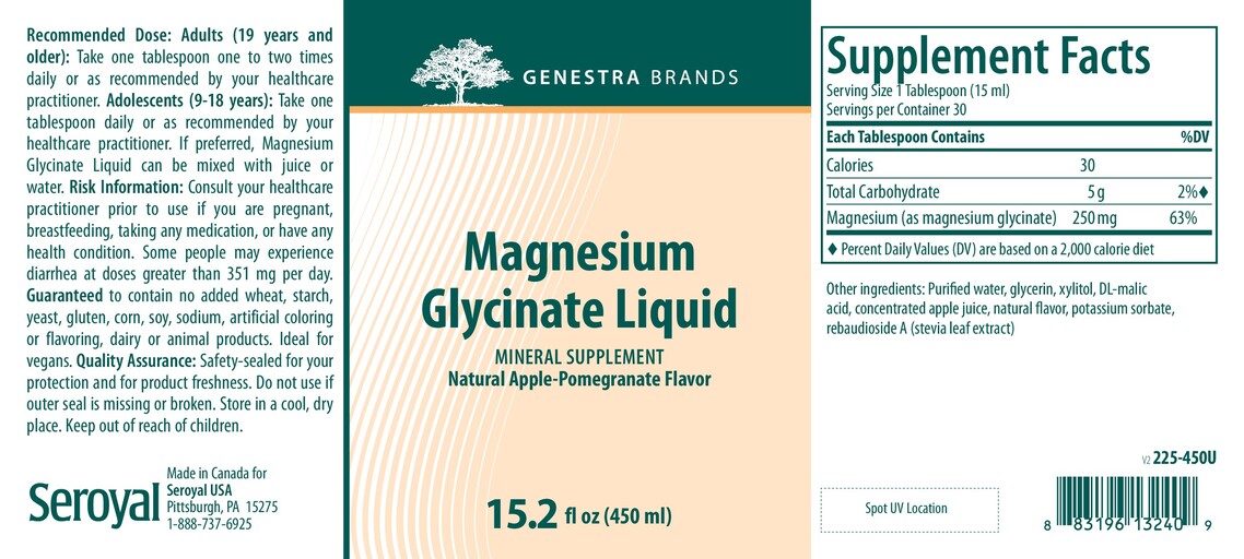 Magnesium Glycinate Liquid Natural Apple-Pomegranate Flavor